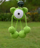 Green Alien Crochet Toy,Hand Crocheted Big Eyed Doll,Fun Auto Parts,Crochet Green Alien Keychain