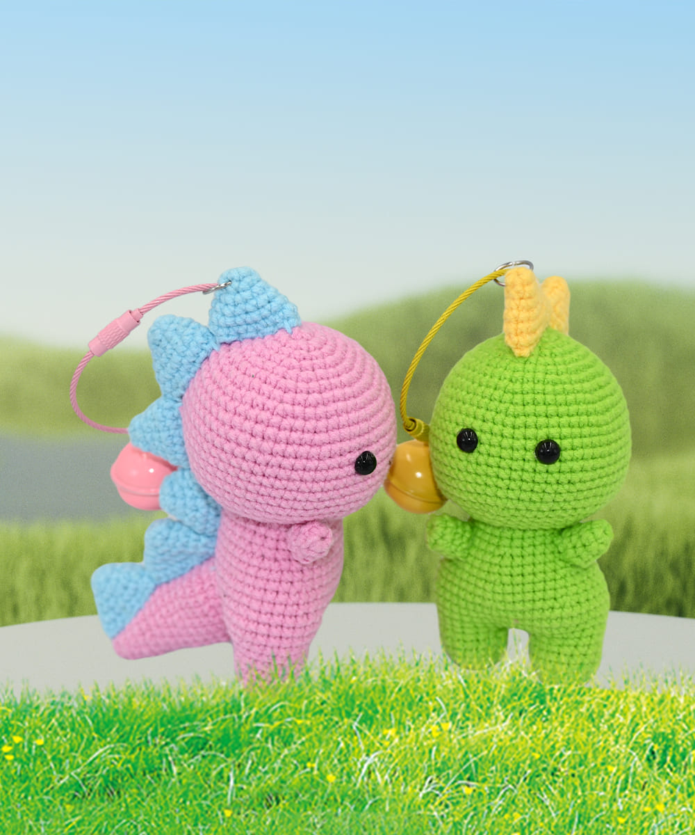 Crochet dinosaur toys,dinosaur keychain,cute chubby dinosaur dolls