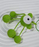Green Alien Crochet Toy,Hand Crocheted Big Eyed Doll,Fun Auto Parts,Crochet Green Alien Keychain