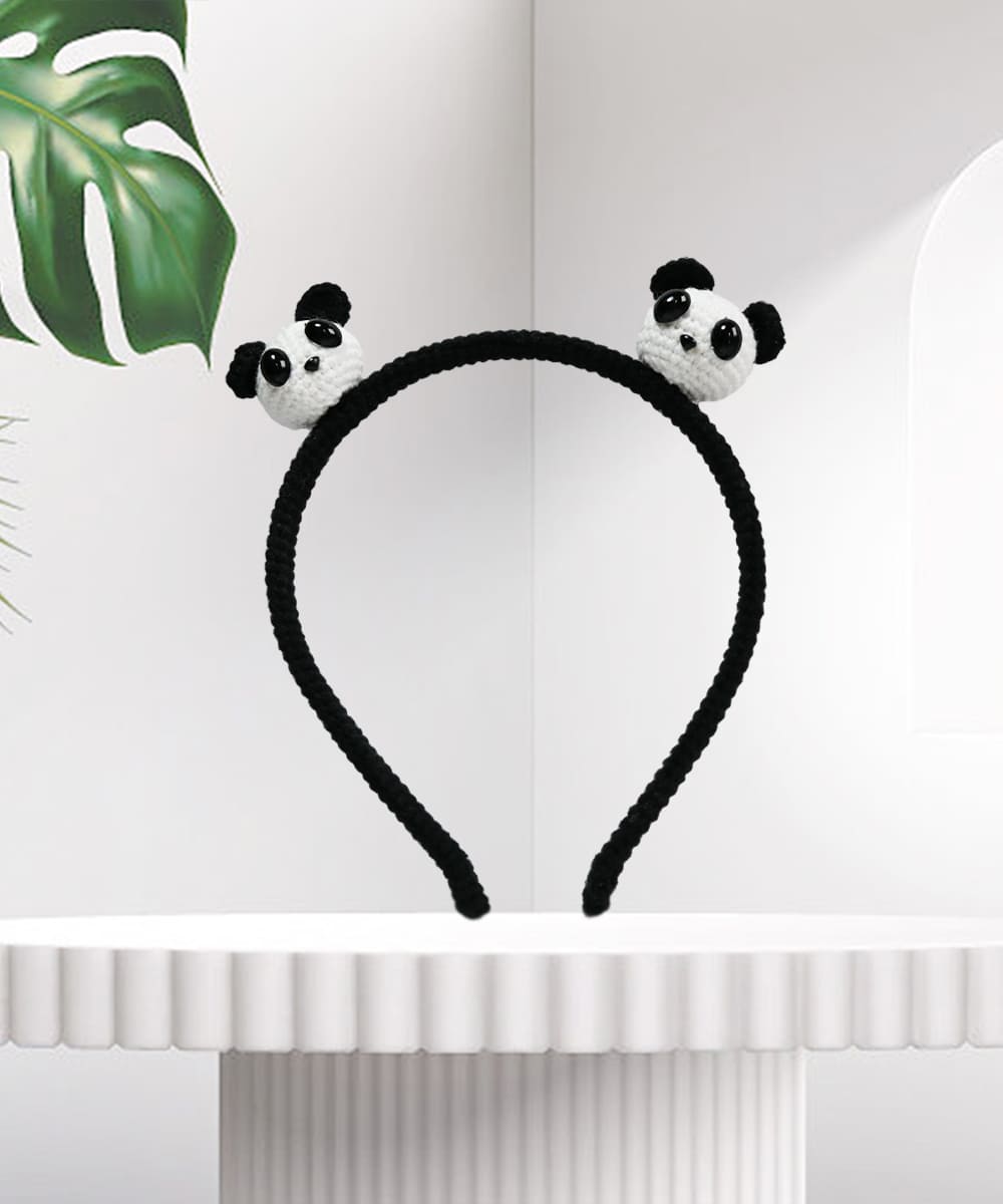 Giant panda headband,hand-crocheted