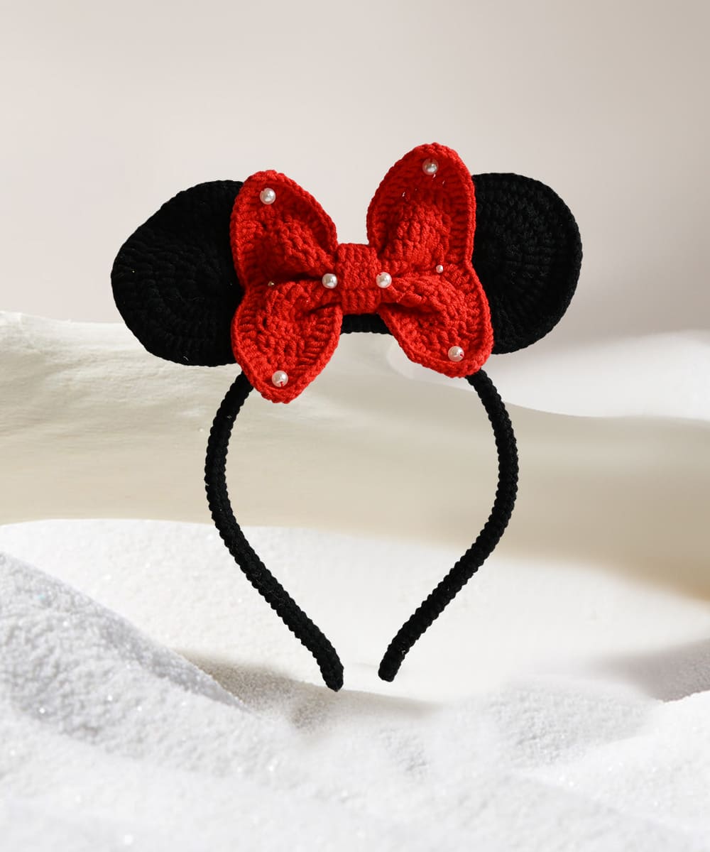 Mickey Pearl Headband,hand-crocheted