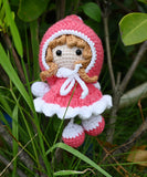 Retro Amigurumi hanging leg doll, handmade crochet toy doll— Pink