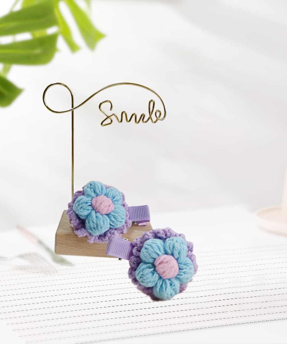 Three-dimensional flower hair pin, handmade crochet hair clip, cute pink hair accessories for girls