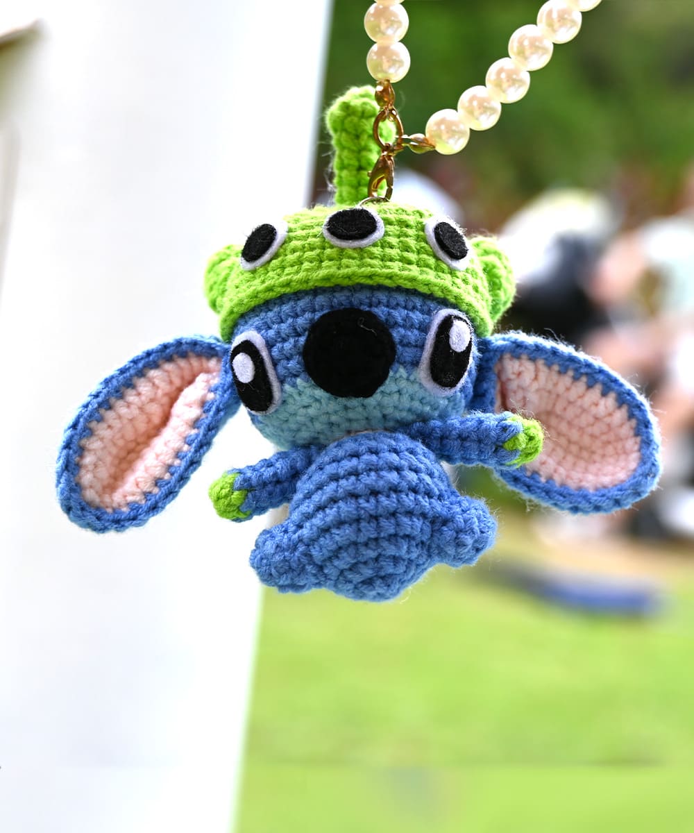 Stitch toy doll,Stitch keychain,hand-crocheted Stitch doll,Amigurumi Stitch keychain,pearl doll ornaments