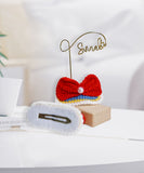 Snow White hair clip,Handmade crochet girlHair Pins,Three-dimensional bow hair clip,Vintage girl hair accessories