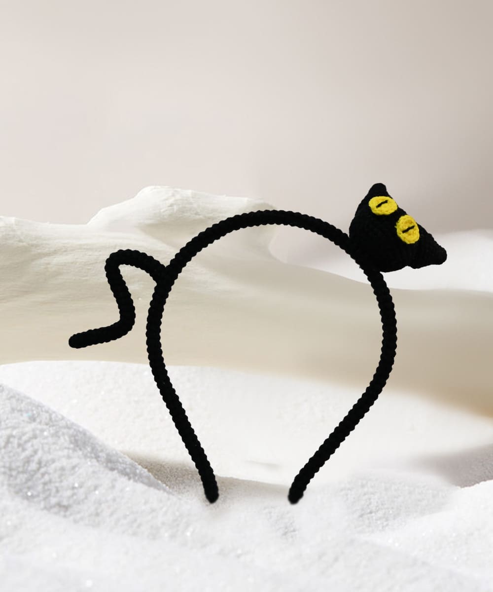 Black cat headband,hand-crocheted