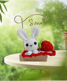 Rabbit Hair Clip,Handmade Crocheted Hair Pins for Girls,Cute Strawberry Rabbit Hair Clip