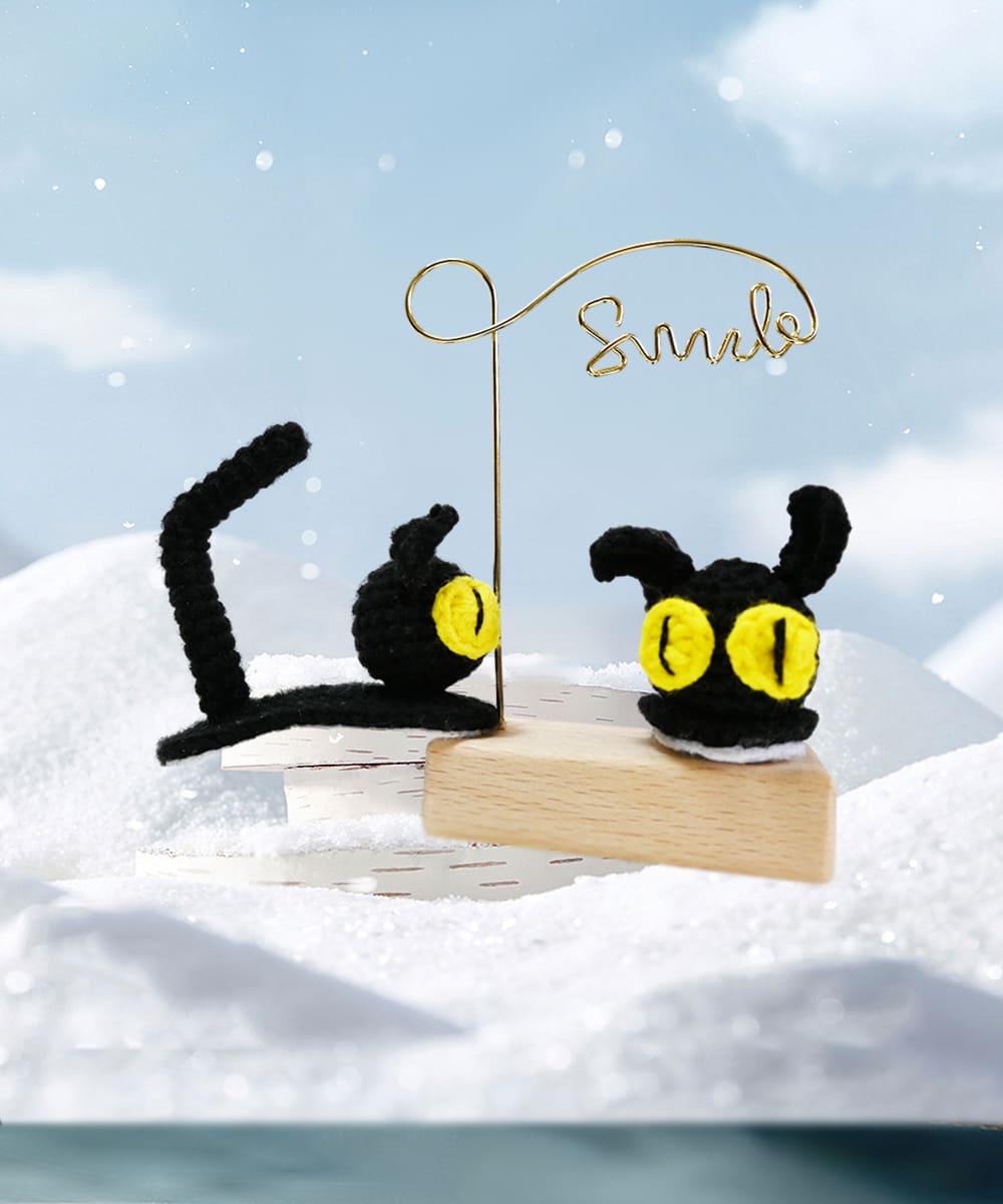 Black Cat Hair Clip,Handmade Crocheted Hair Pins,Cute Girl Animal Hair Clip Hair Accessories