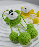 Green Alien Crochet Toy,Hand Crocheted Big Eyed Doll,Fun Auto Parts,Crochet Green Alien Keychain