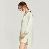 Boyfriend Style Pajamas Shirt Dress-Fresh Green