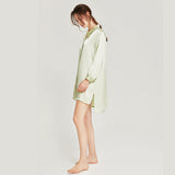 Boyfriend Style Pajamas Shirt Dress-Fresh Green