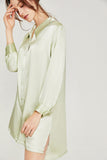 Boyfriend Style Pajamas Shirt Dress-Fresh Green